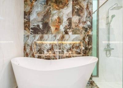 Luxurious Marble Bathroom with Freestanding Tub