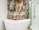 Luxurious Marble Bathroom with Freestanding Tub