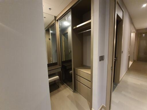 Modern hallway interior with built-in wardrobe