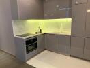 Modern kitchen with LED lighting and built-in appliances