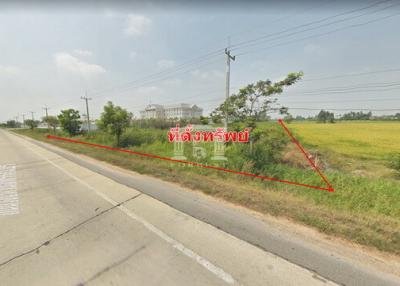 40072 Suphanburi Ring Road Land for sale. Near the mall and administrative court, width 416 m. Suitable for allocating to civil servants