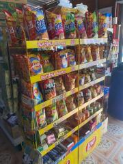 Assorted snack display in a commercial retail space
