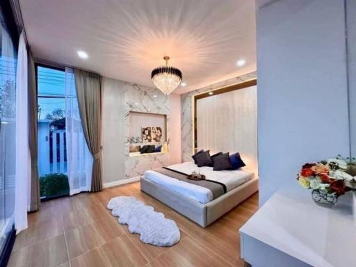 Modern bedroom with elegant design and natural light