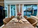 Elegant dining room with contemporary design and ample natural light