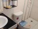 Compact bathroom with white sink and toilet