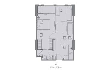 Architectural blueprint of an apartment layout