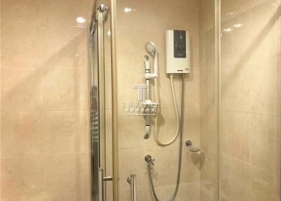 Modern bathroom interior with glass shower