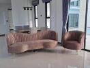 Modern living room with elegant furniture and polished flooring