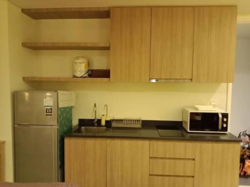 Compact fully equipped kitchen with modern appliances