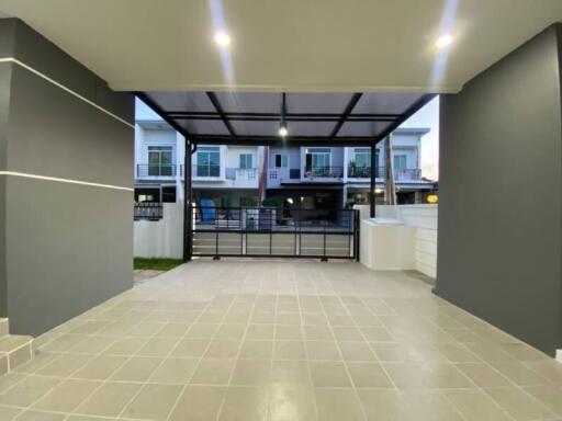 Spacious covered patio with modern design in a residential property