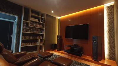 Cozy living room with modern entertainment system