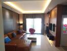 Modern living room with ambient lighting