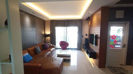 Modern living room with ambient lighting