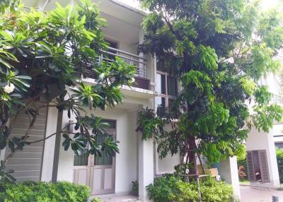 Peaceful external view of a residential building surrounded by greenery