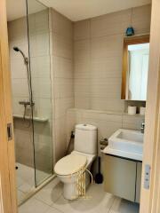 Modern bathroom with walk-in shower