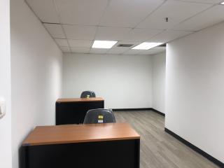 Empty office space with desks and chairs