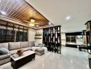 Spacious and modern living room with sectional sofa and stylish interiors