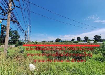 Empty plot of land with clear skies and electrical poles