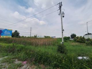 Vacant land with utility pole and overgrown grass under a cloudy sky