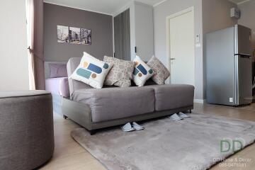 Modern living room with comfortable sofa and stylish interior