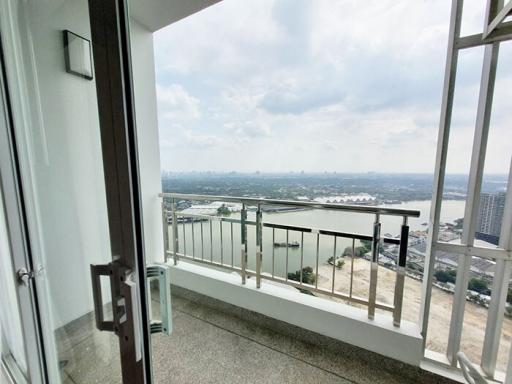 Spacious balcony with a panoramic city view