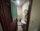 Compact bathroom with essential amenities
