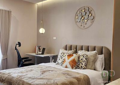 Cozy bedroom with elegant decor and modern furniture