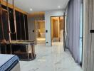 Modern bathroom interior with marble floors and elegant fixtures