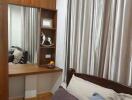 Cozy bedroom with modern furniture and elegant design