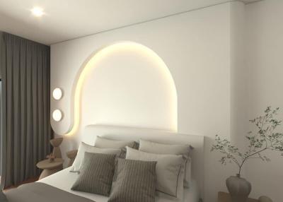 Modern bedroom interior design with decorative lighting