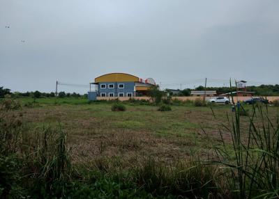 Two-story suburban house seen from across an open field