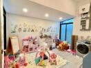 Bright and spacious children's bedroom with toys and modern decor