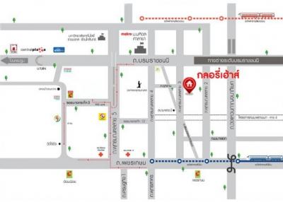 Map layout of a neighborhood showing streets and various points of interest