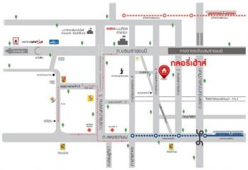 Map layout of a neighborhood showing streets and various points of interest