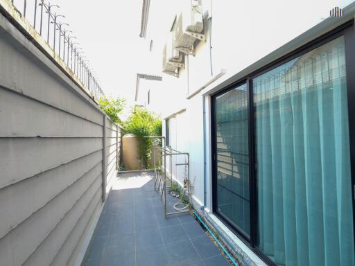 Bright and spacious balcony with fencing