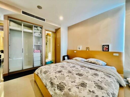 Spacious bedroom with king-sized bed and built-in wardrobe