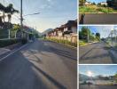 Peaceful residential neighborhood with paved streets and houses