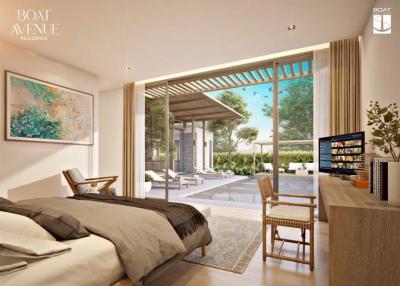 Modern bedroom with direct access to patio and ample natural light
