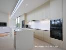 Modern kitchen with integrated appliances and white finish