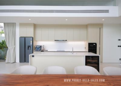 Modern spacious kitchen with clean design and well-equipped