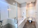 Modern bathroom with walk-in shower and bathtub