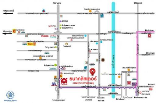 Map of public transportation and amenities in a city area