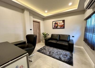 Modern living room with comfortable furniture and elegant interior design