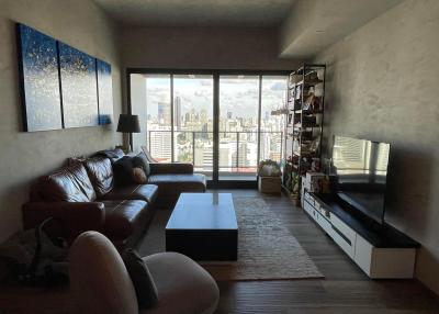 Modern living room with city view