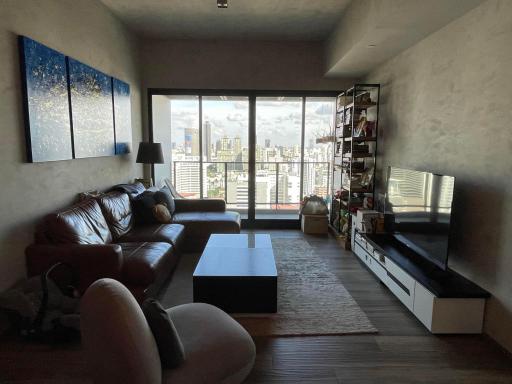 Modern living room with city view