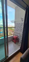 Cozy balcony with a view and tiled flooring