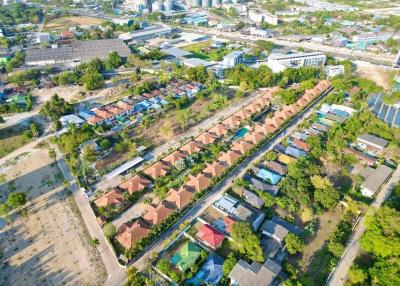 Aerial view of residential area with multiple buildings