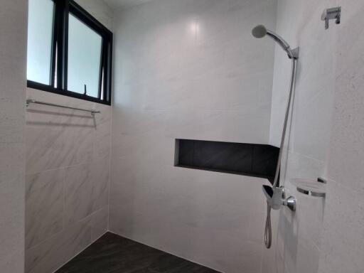 Modern bathroom with walk-in shower