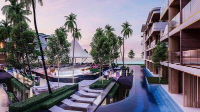 Large Beachfront Partial Sea & Garden View Investment Studio Condo on Layan Beach, Phuket