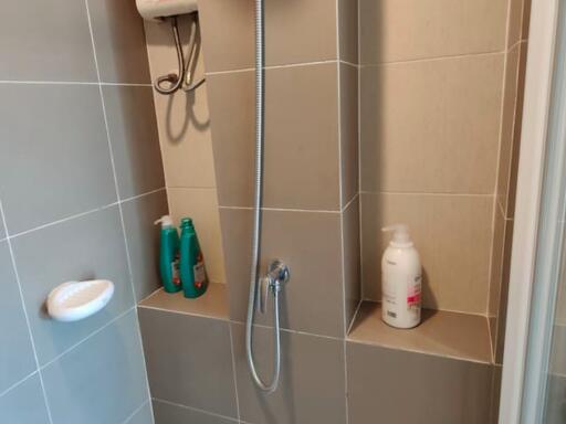 Modern tiled bathroom with shower